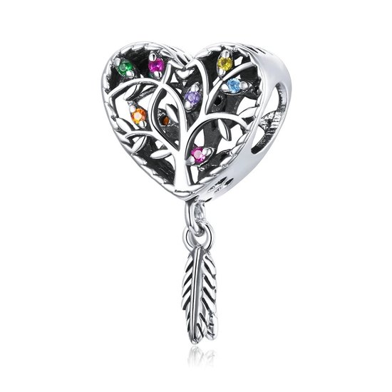 Romystones - Zilveren Bedel - levensboom - Hart - Tree of life - Sterling zilver 925 - Moederdag Cadeau