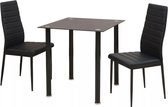 vidaXL Eetkamerset tafel en stoel zwart 3-delig