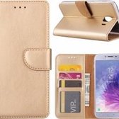 Ntech Hoesje Geschikt Voor Samsung Galaxy J4+ (Plus) 2018 case Goud Portemonnee / Booktype hoesje met opbergvakjes