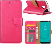 Ntech Hoesje Geschikt Voor Samsung Galaxy J6 (2018) case Roze Portemonnee hoesje met opbergvakjes