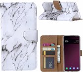 Ntech Samsung Galaxy S10+ Plus Marmer Boek hoesje met Pasjesruimte