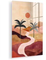 MuchoWow® Peinture sur verre 40x60 cm - Peinture sur verre acrylique - Collines - Palmiers - Abstrait - Photo sur verre - Décoration murale salon - Décoration murale chambre - Peintures
