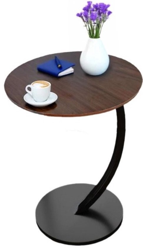 Table d'appoint Ceruzo Marron - ronde 40 cm - hauteur 60 cm - petite table d'appoint - Forme C - Table de canapé