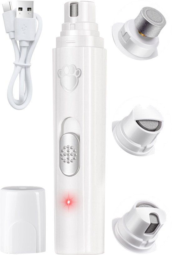 Nuvance - Elektrische Nagelvijl - Hond Kat - Usb Oplaadbaar - Diamant Vijlkop - Draadloos - Wit