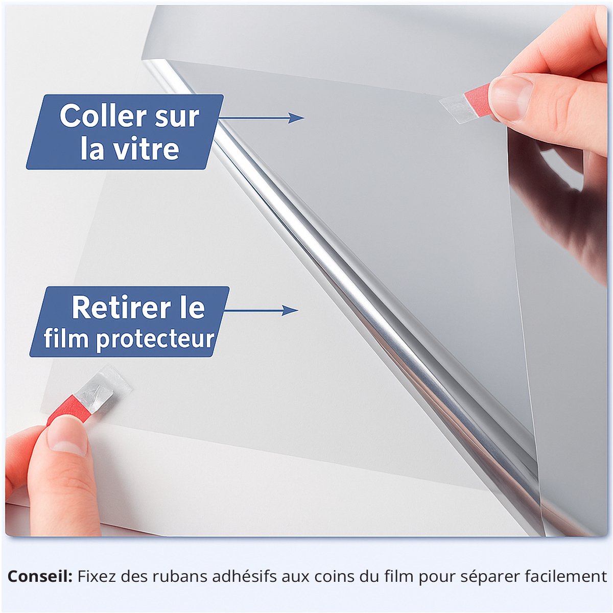 Ambiance Sticker Privacy spiegelende zelfklevende raamfolie per meter - Antireflectie, UV-werend, hittebestendig - 90 cm x 4 m Zilver