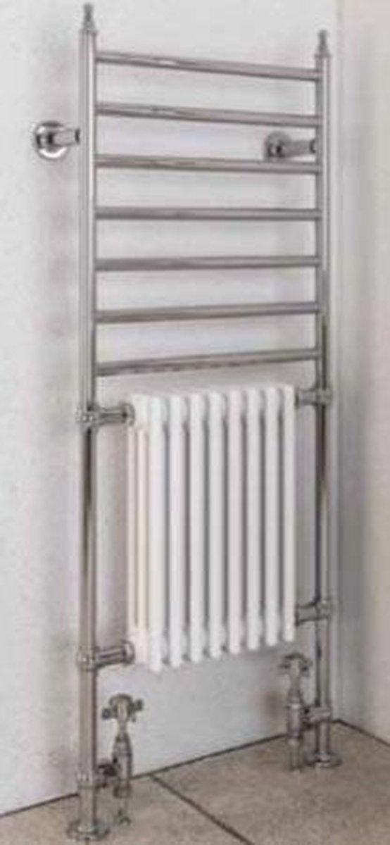 Eastbrook Thames radiator klassiek met handdoekhanger 1444 x 630 chroom