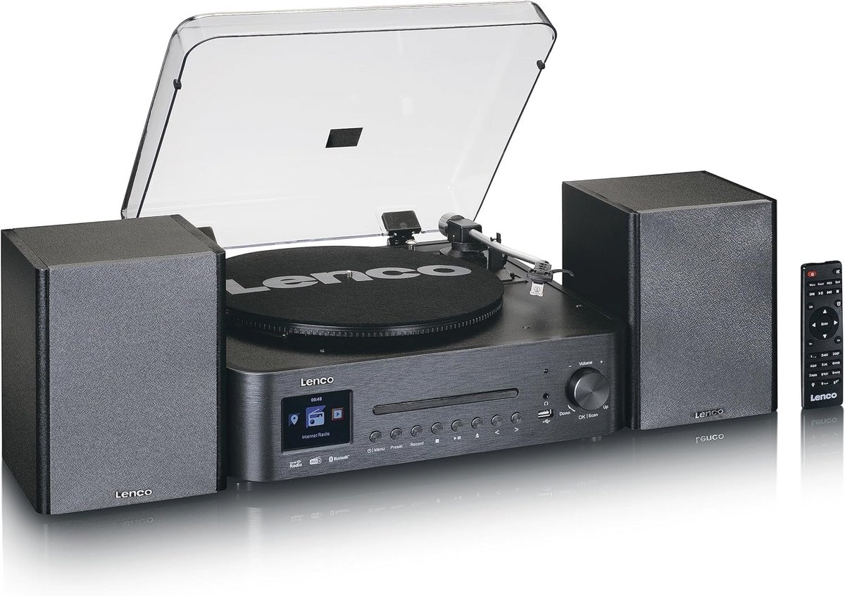 Draagbare Platenspeler met DAB+, Internet/FM Radio en Bluetooth - Draaitafel met CD-speler en Externe Luidsprekers