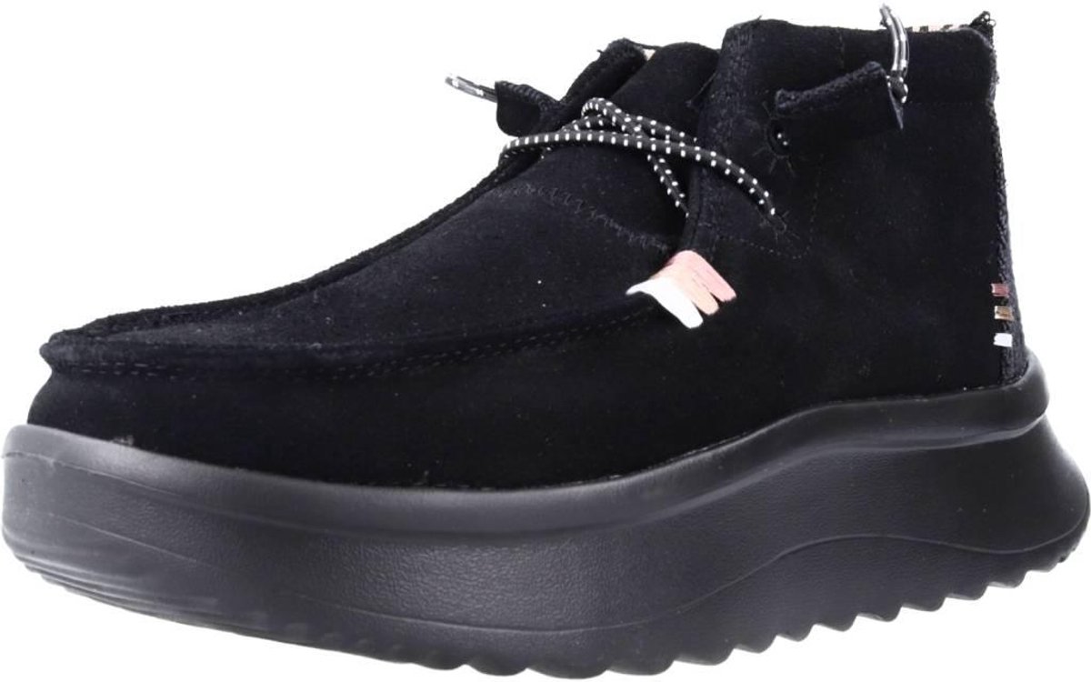 HEYDUDE Wendy Peak Hi Suede Dames Instappers Zwart