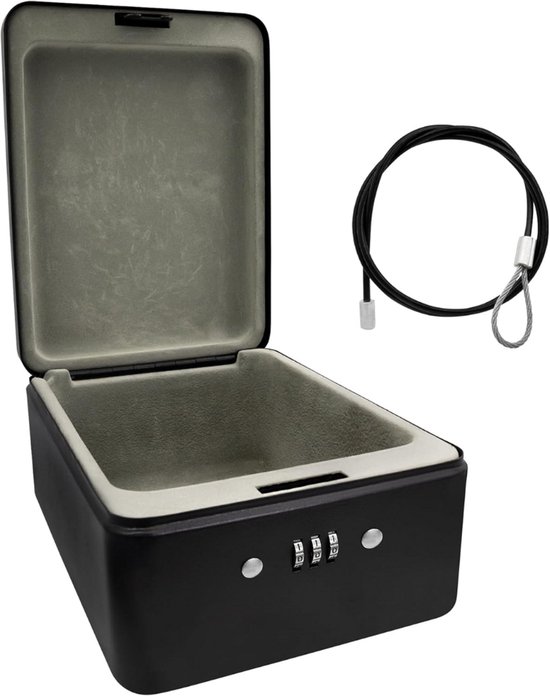 Coffre-fort Zavira® - Serrure à combinaison - Coffre-fort - 20 x 15 x 6,5 cm - Zwart