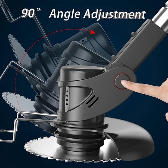 Traumheim®Accu-grasmaaier 21V met 2 accu's en oplader - Grastrimmer - Opvouwbare grasmaaier met wielen - Freischneider & Motorsense met telescopische steel + extra handgreep - zwart van Traumheim — afbeelding 3