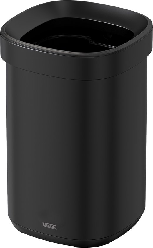DESQ® Prullenbak 20 liter - Onzichtbare afvalzak bevestigingsring - Papierbak - Kantoor prullenbak - Metaal - Dutch Design - Zwart