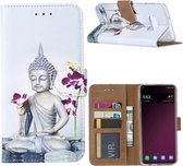 Ntech Samsung Galaxy S10e Boeddha & Bloem Design Boek hoesje met pasjesruimte