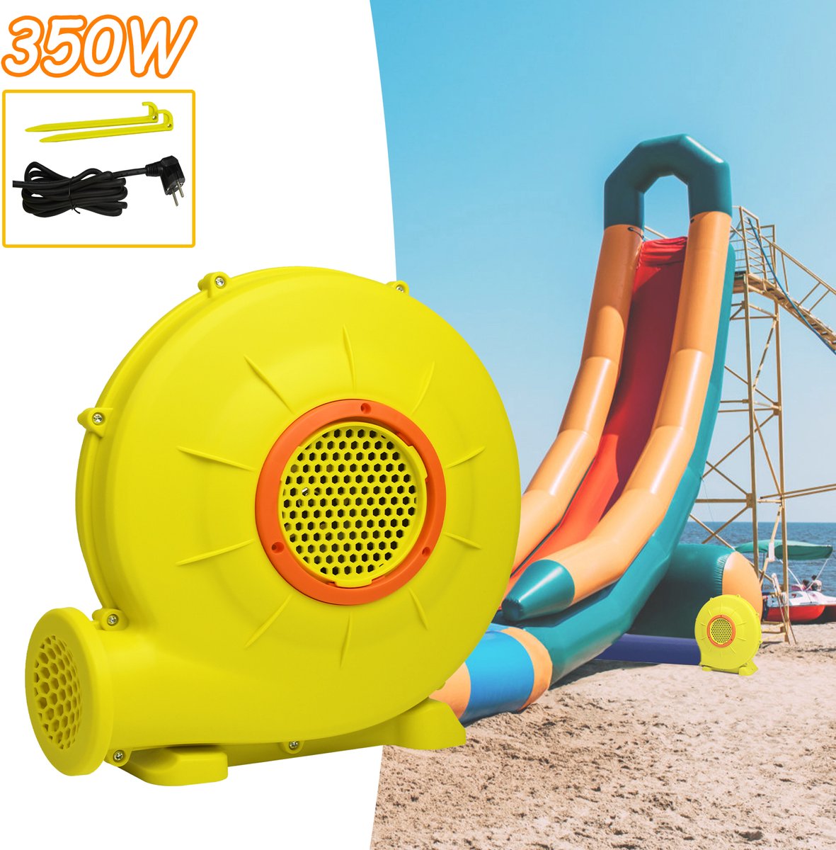 350 W ventilator, luchtpomp, radiaalventilator, permanente ventilator, elektrische afzuigventilator, ventilator, windmachine, turboventilator met netsnoer, draagbaar voor opblaasbaar speelgoed,