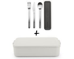 Brabantia Make & Take Set - Bento Lunchbox + Bestekset 3-delig - Dark/Light Grey