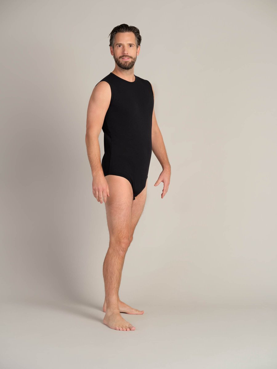 Body met drukknoopsluiting - Mouwloos - 4Care - Zwart - XL