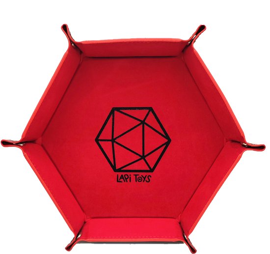 Lapi Toys - Plateau de dés Dungeons and Dragons - Plateau de dés - Plateau polydice DnD - Plateau de dés D&D - Piste de dés - Pliable - Similicuir - Velours - Rouge