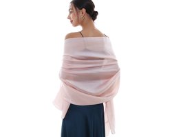 Sjaal Dames - Omslagdoek - 200*70 Cm - Zacht & Huidvriendelijk - Glans Van Zijde - Dunne Omslagsjaal - Modesjaal - Sjaal Voor Dames - Damessjaal - Stola - Neksjaal - Dames Sjaal - Omslagdoek Sjaal Lang Satijn - Lichtroze - Cadeautje - Elegante