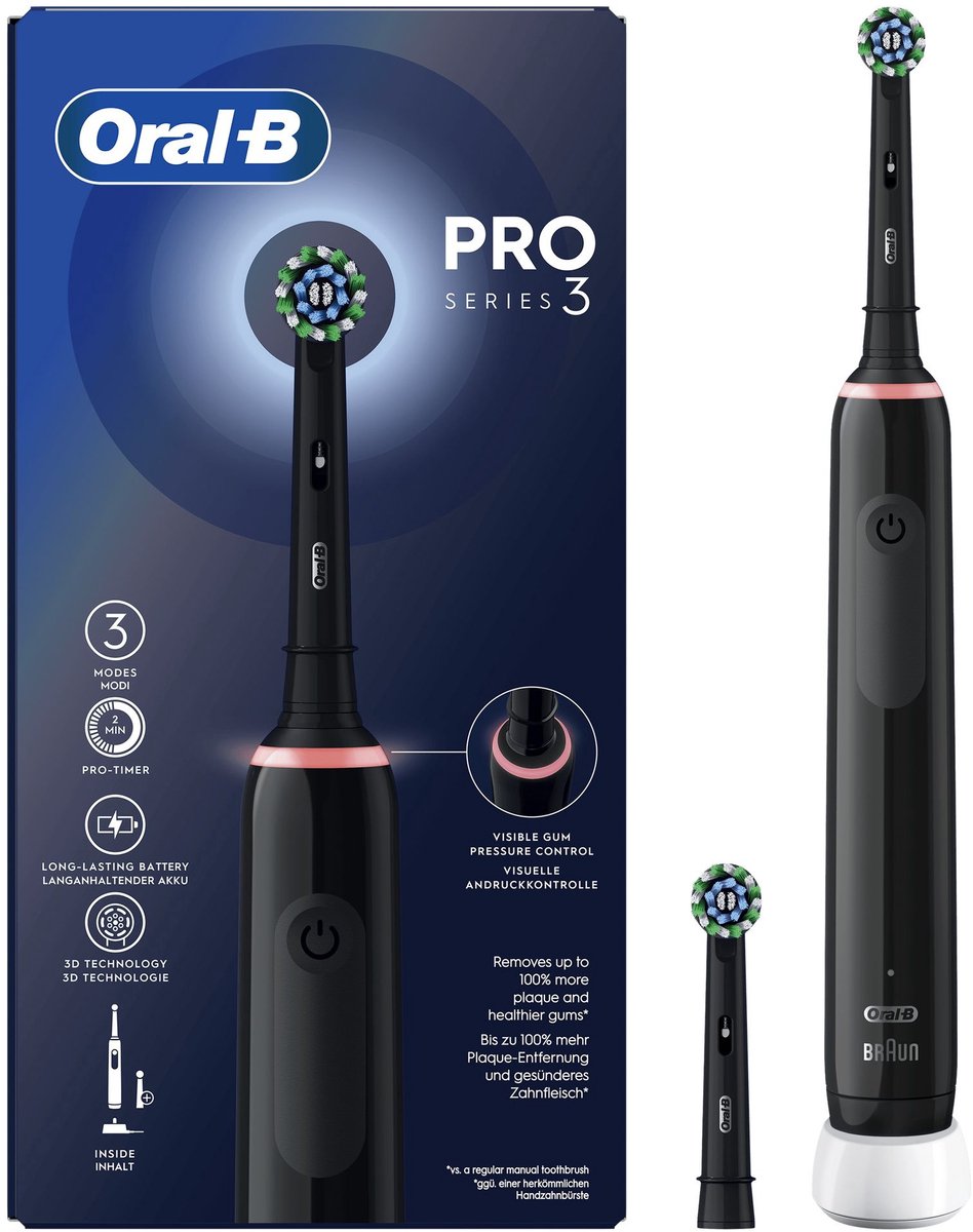 ORAL-B Pro3 3000 Cross Action - Elektrische Tandenborstel - 2 opzetborstels