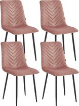 Colenis® - Chaise de salle à manger Senny - Set de 4 - Rose - Velours - Industriel