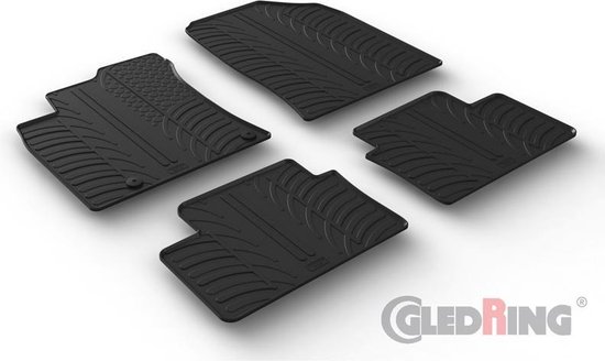 Tapis en caoutchouc Gledring pour Kia Cee'd HB 5 portes / SW 6 / 2018- & XCeed 6 / 2019- (profil T 4 pièces + clips de montage)