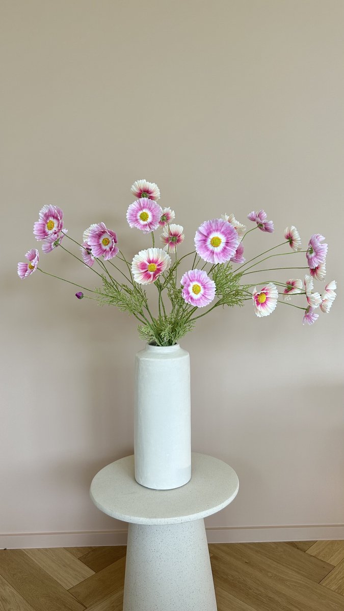 BLOEMM. – Luxe Zijden Bloemen - Cosmos Lavendel & Zalm (Mix) – Set van 6 Kunstbloemen – Realistische Kunstbloemen – Hoge kwaliteit – Zonder vaas