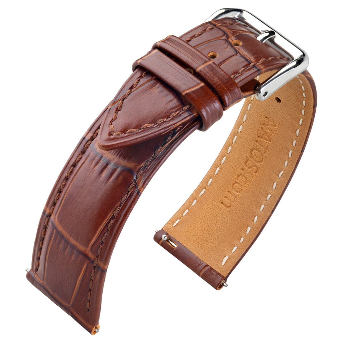 Kalfslederen Horlogebandje Alligator Bruin 14mm