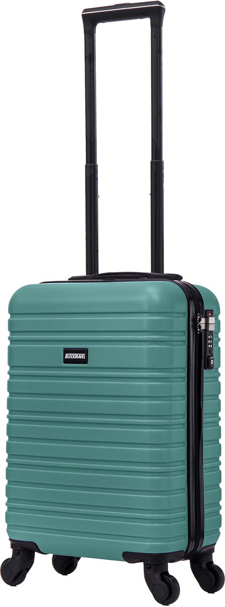 BlockTravel® Handbagage Koffer XS 29L Carryon Koffer - Trolley Handbagage Lichtgewicht 52cm - Reiskoffer met Wielen - Koffer Handbagage - Reistas met Wielen - Valies - TSA-slot - Groen