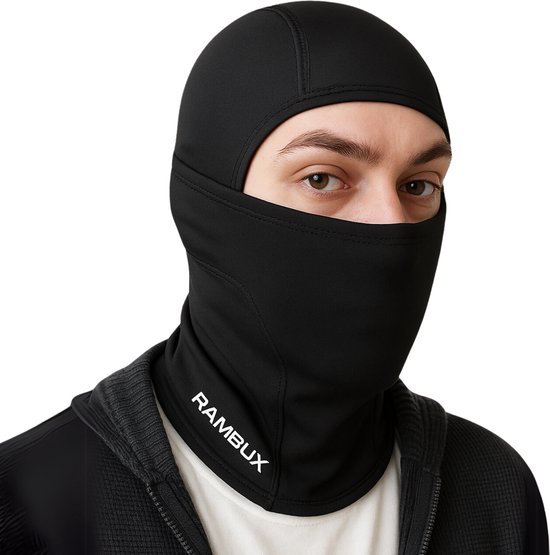RAMBUX® - Thermo Balaclava Motor – Full Face Fleece Muts – Unisex – Zwart – One Size – Voor Wintersport & Outdoor