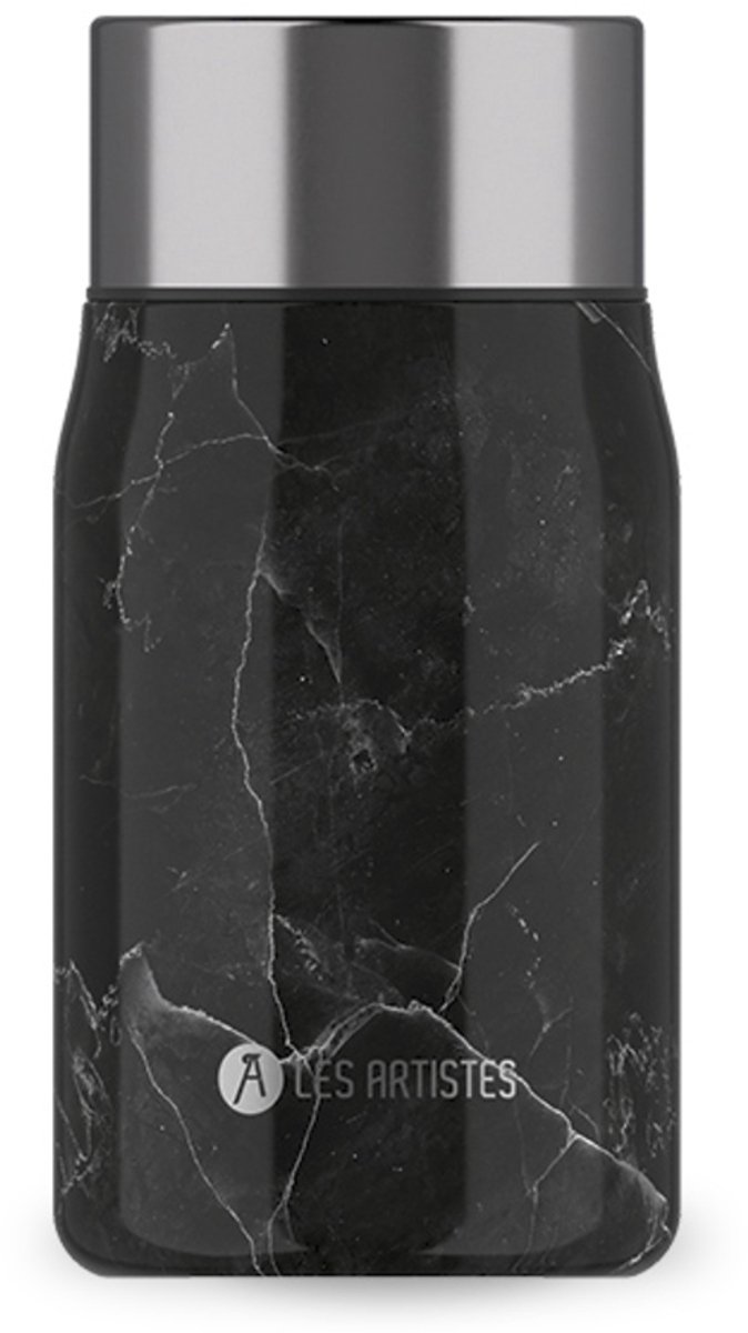 Les Artistes Paris Food jar 700ml - met lepel - geïsoleerd - Black Marble- LP-A2317
