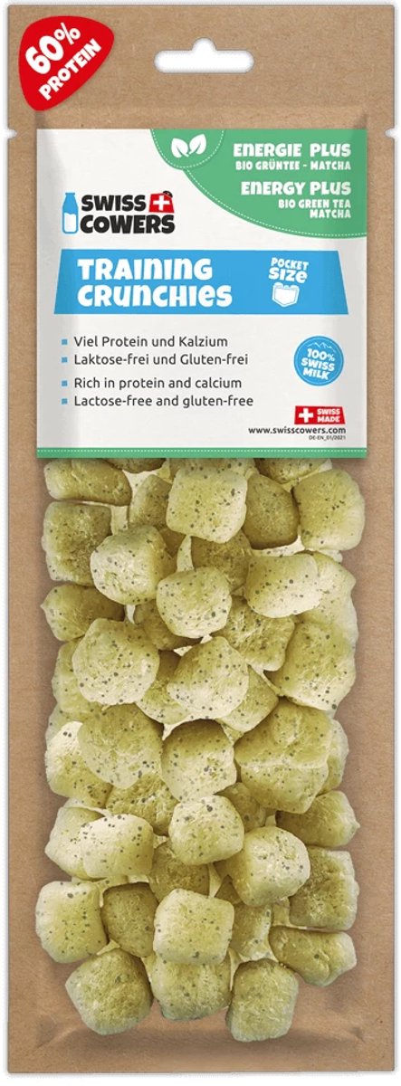 SwissCowers® Cheese Crunchies Training Energy Plus - 30 beloningen - Hondensnack - Hypoallergeen - Lactosevrij - Glutenvrij - Kaas Snack Groene Thee
