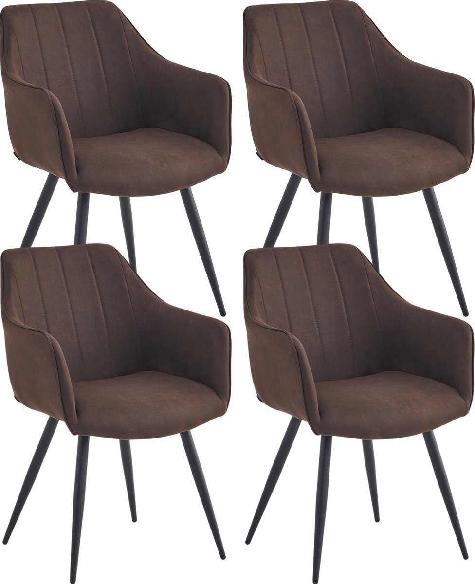 Colenis Verto Eetkamerstoel - Set Van 4 - Bruin - Microfiber Stof - Microvezel - Industrieel
