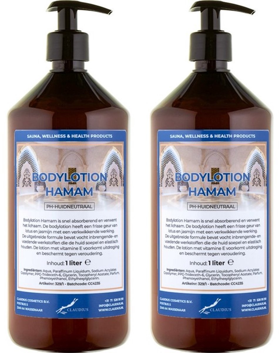 Bodylotion Hamam 1 Liter - met gratis pomp - set van 2 stuks