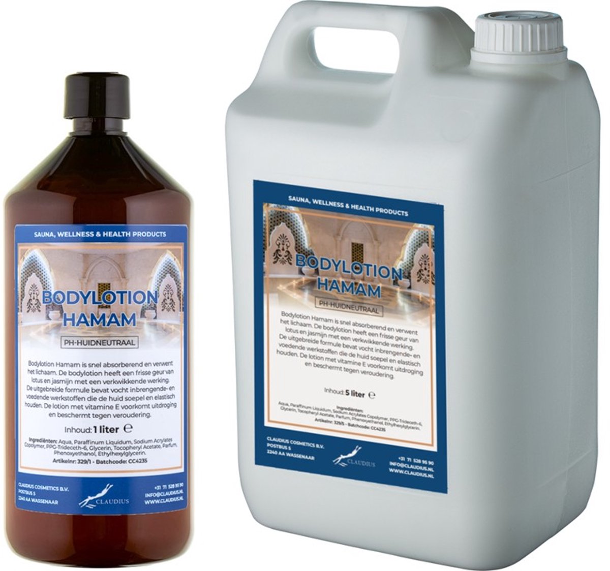 Bodylotion Hamam 1 liter - hervulbaar + Jerrycan 5 liter navulling
