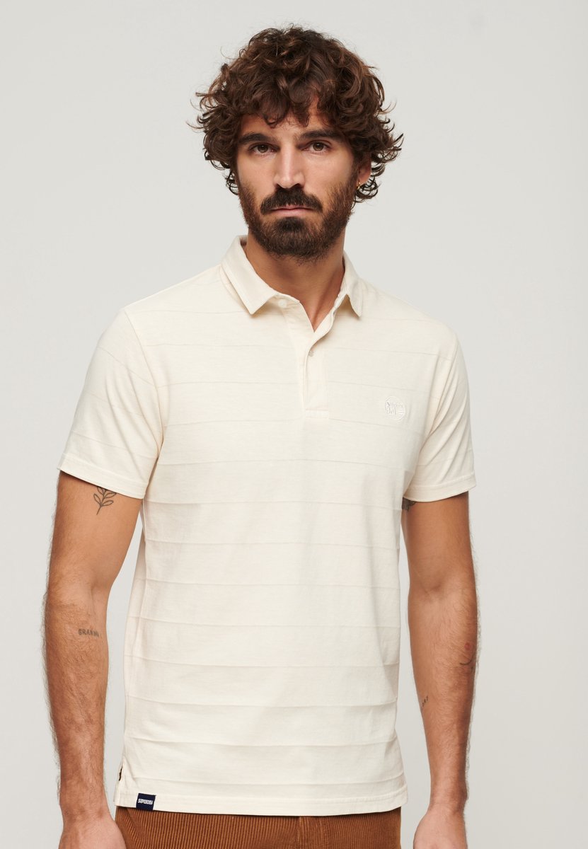 Superdry Poloshirt Textured Jersey Polo M1110397a Sand Mannen Beige