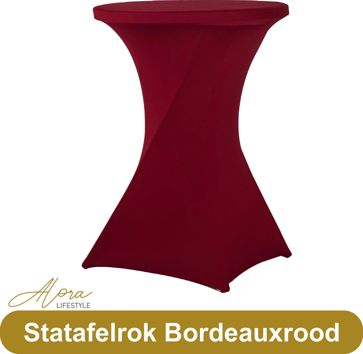 Alora Statafelrok Bordeaux Rood 80 cm - Partytafel - Alora tafelrok voor statafel - Statafelhoes - Bruiloft - Cocktailparty - Stretch Rok