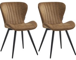 Colenis® - Star Eetkamerstoel - Set van 2 - Cognac - Microvezel - Microfiber - Industrieel - Design - Eetkamerstoelen - Stoel