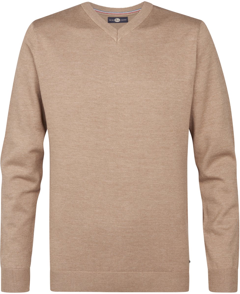Petrol Industries Heren Trui - Fijngebreid - V-hals - Pullover - Basic Knit - Bruin - Maat XL