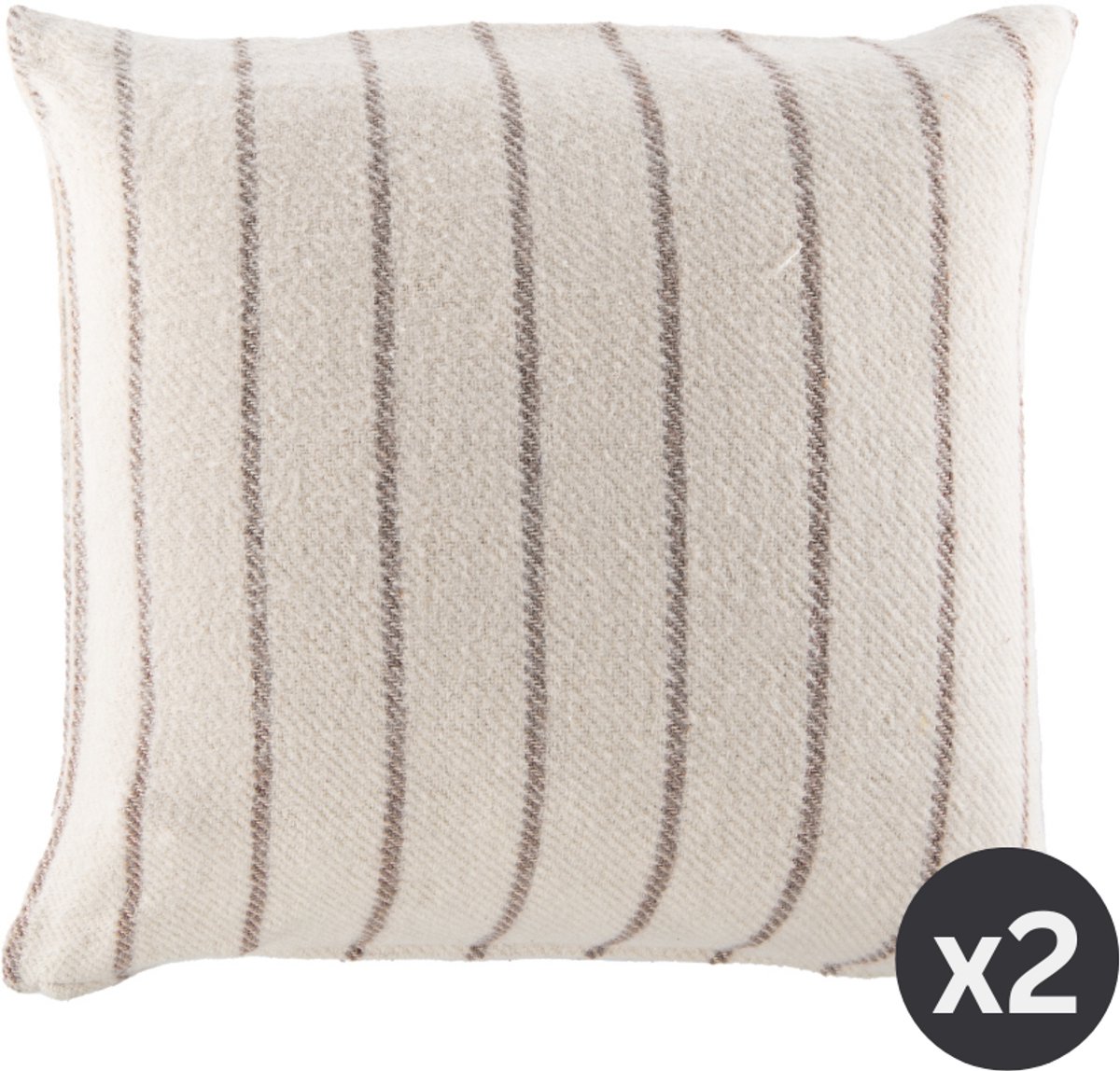 Tiseco Kussen ALMA (gevuld) - SET/2 - gestreept - 45x45 cm, taupe