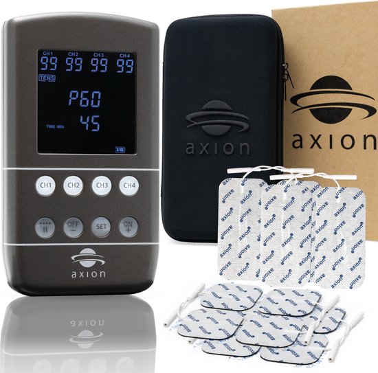 Zwart axion STIM-PRO X9B 4-kanaals TENS/EMS-apparaat met elektroden