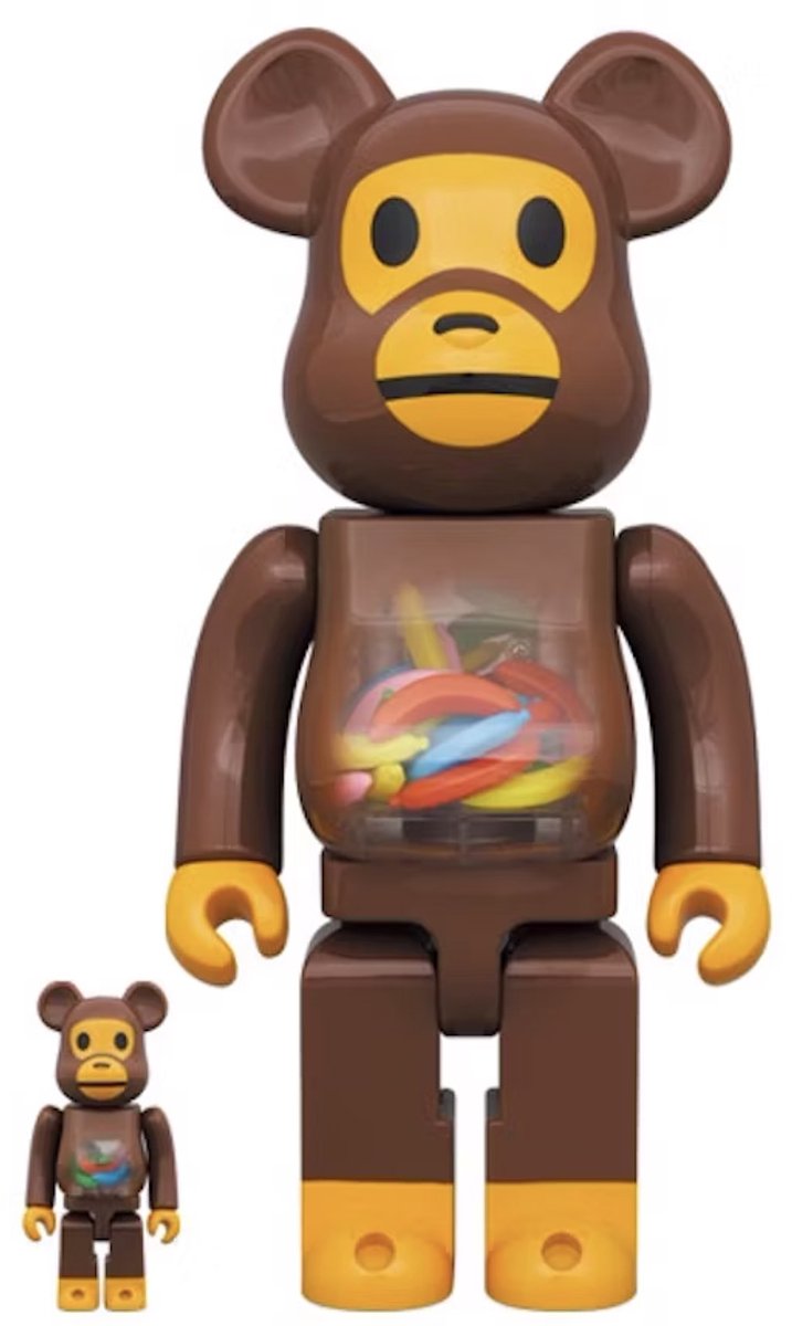400% & 100% Bearbrick set - Baby Milo and Banana by BAPE
