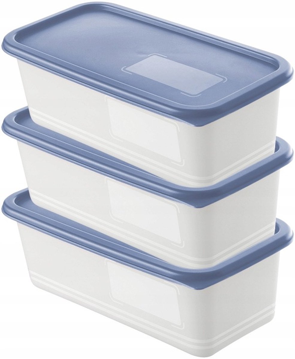 Set van 3 diepvriesbakjes voor koelkast/vriezer 1,2 L ROTHO Domino