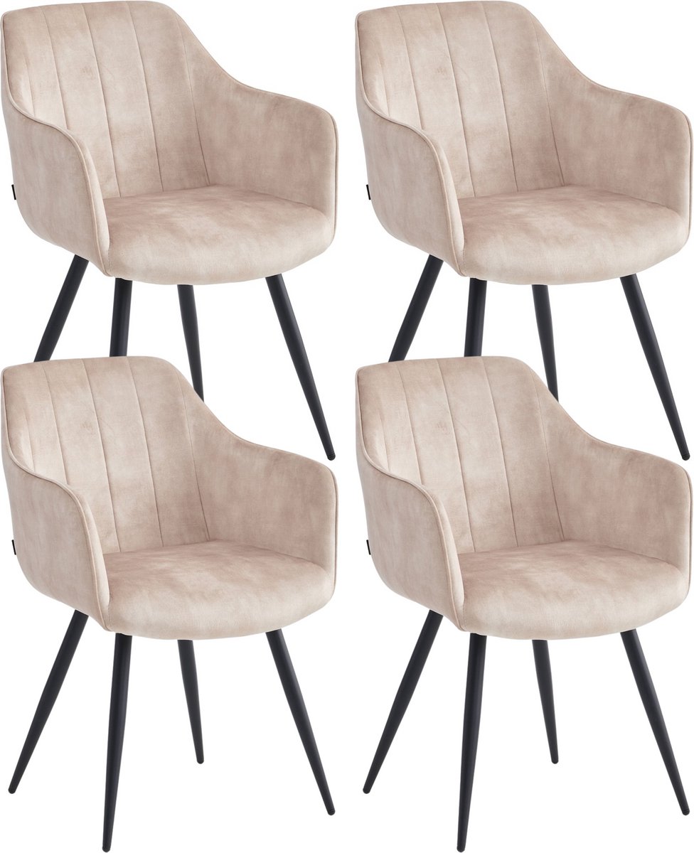Colenis Verto Eetkamerstoel - Set Van 4 - Beige - Adoré Velvet - Industrieel