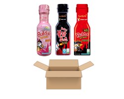 Multipak Samyang Buldak Sauces (Carbonara Hot Chicken, Hot Chicken Flavor, Extremely Spicy Hot Chicken Flavor) (3x200g)