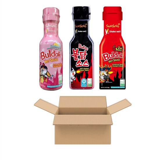 Multipak Samyang Buldak Sauces (Carbonara Hot Chicken, Hot Chicken Flavor, Extremely Spicy Hot Chicken Flavor) (3x200g)