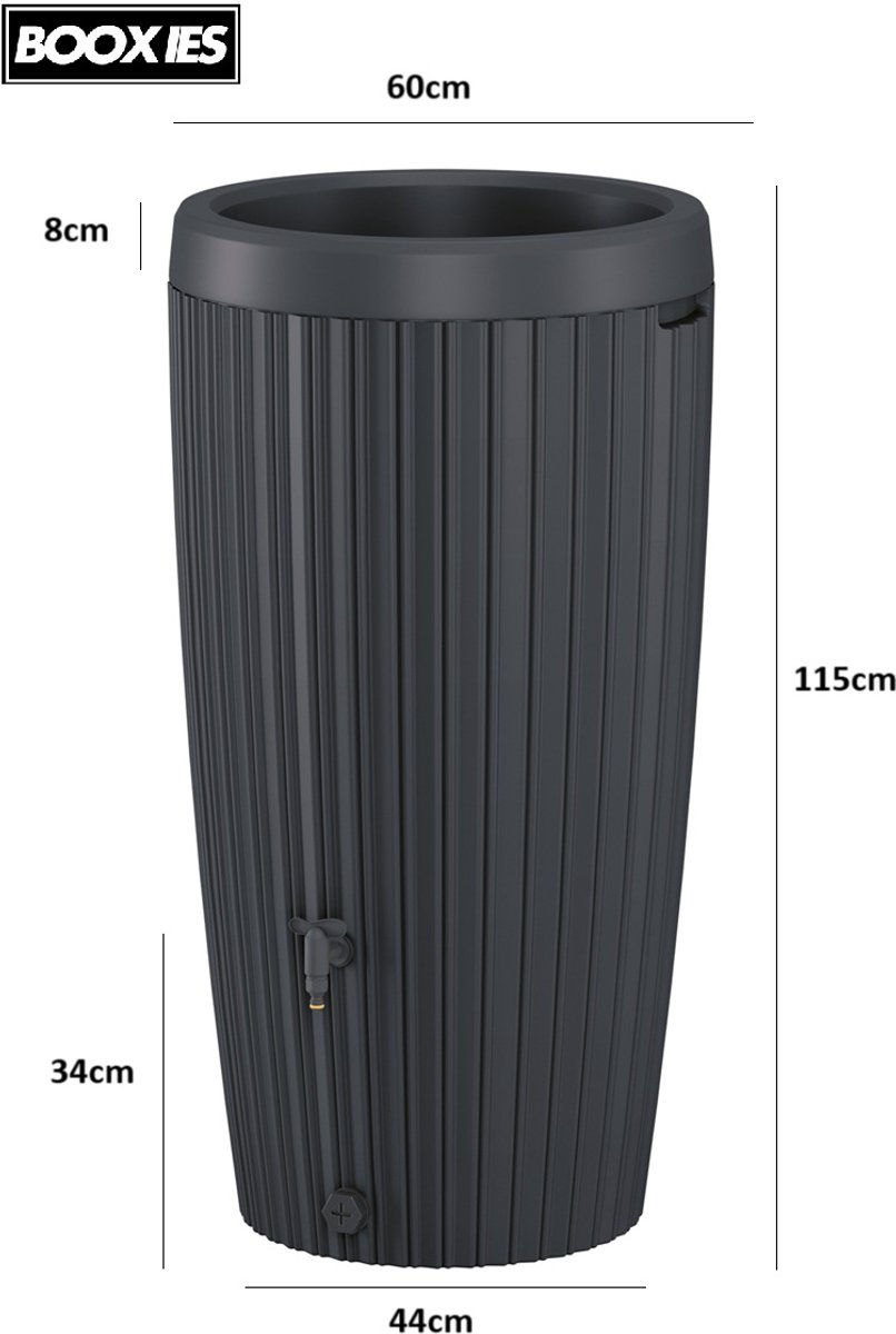 Big Flower regenton - 2-in-1 - 240 liter - antraciet - plantenbak en gratis kraan