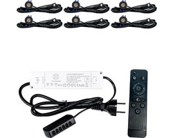 TrueLED Compact Black - Inbouw LED Spot Dimbaar voor Overkapping - IP65 Verlichting voor Veranda - Complete set van 6 LED Spots