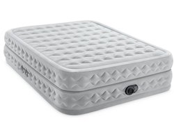 Intex Queen Supreme Air-Flow Luchtbed met ingebouwde pomp | Tweepersoons | 203 x 152 x 51 cm | Inclusief reparatiekit + hoeslaken + twee opblaasbare hoofdkussens