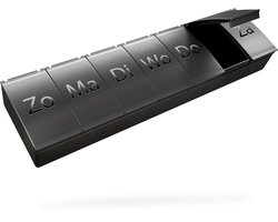 GEASY Pillendoos 7 dagen - Pillendoos - Pillendoosje Ingegraveerde Nederlandse Tekst - Medicijndoos 7 dagen - Pillendoosje - Medicijndoosje - Pillendoosjes - Medicijn Organizer - Zwart