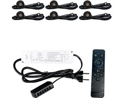 TrueLED Grand Black - Inbouw LED Spot Dimbaar voor Overkapping - IP65 Verlichting voor Veranda - Complete set van 6 LED Spots
