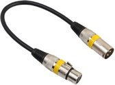 XLR (m) - XLR (v) audiokabel / zwart/geel - 0,30 meter